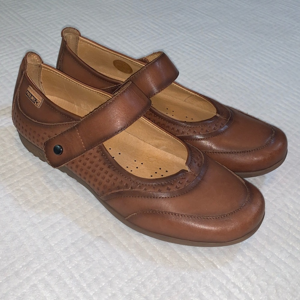Pikolinos Leather Mary Jane Comfort Style Shoes, Brown Cuero, Size EU 39